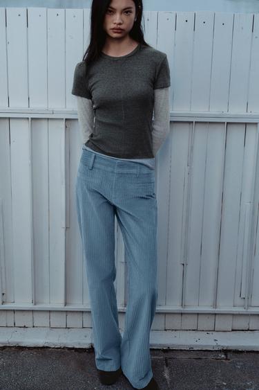 Zara 雙層長袖 T 恤 - 斑紋灰色 - 圖片 0