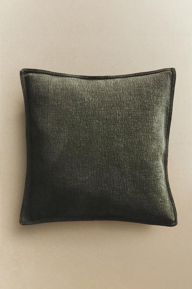 TEXTURED CUSHION COVER - Green by Zara