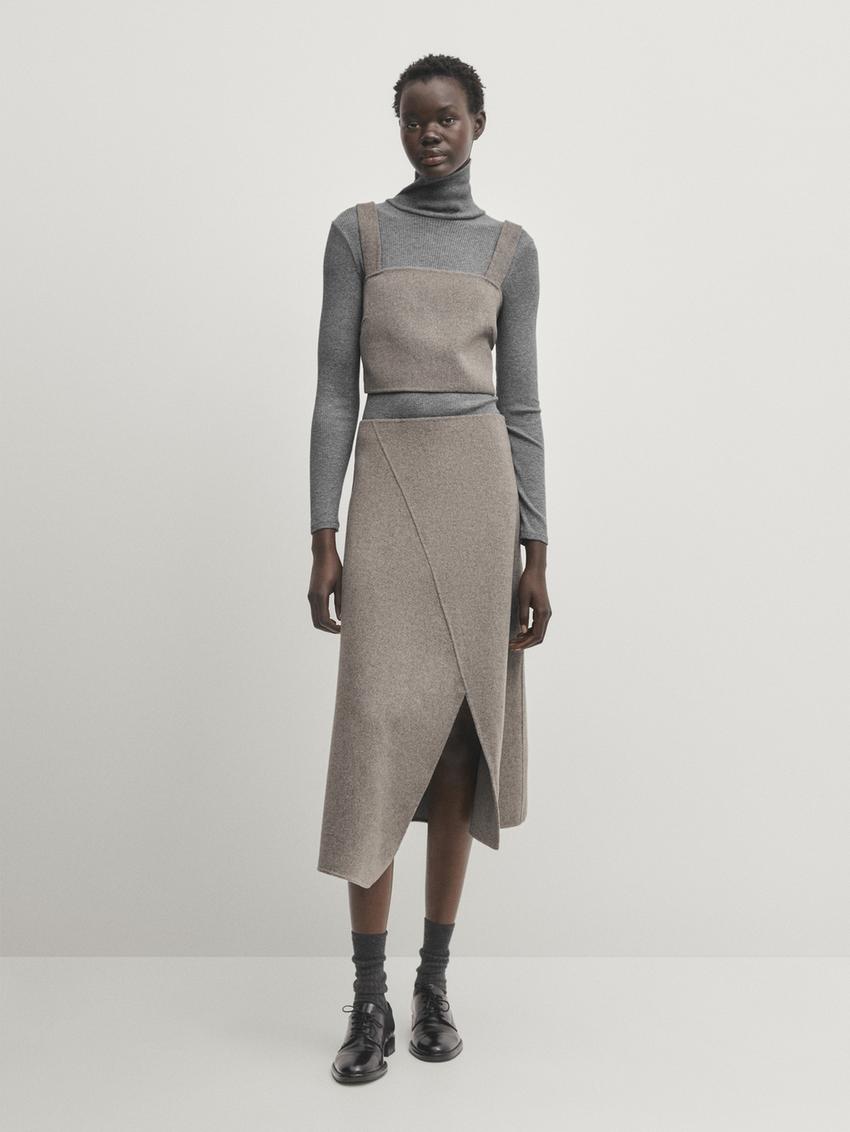 Wool blend peplum top - Studio · Grey Marl · Dressy