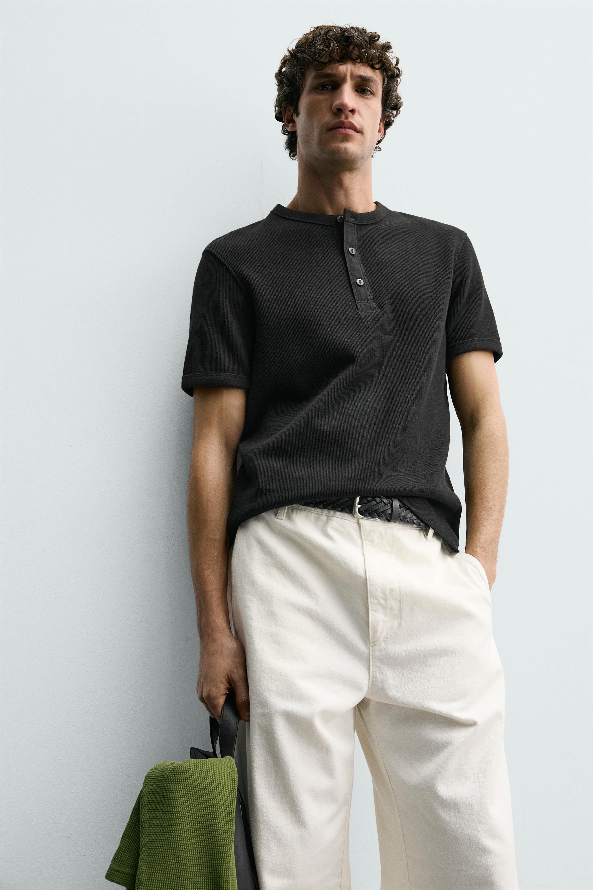 TEXTURED HENLEY SHIRT