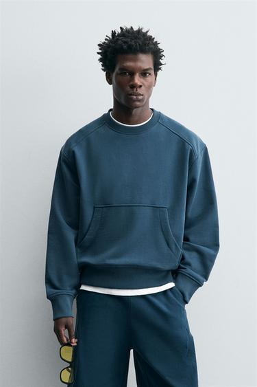Zara CREW NECK SWEATSHIRT LIMITED EDITION - Blue