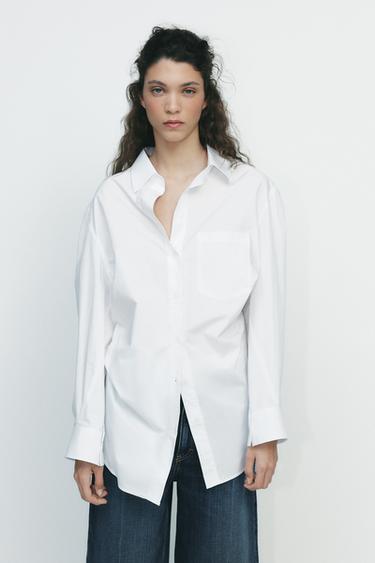 CAMISA POPELÍN OVERSIZE - Blanco de Zara