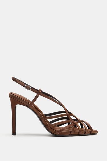 STRAPPY HIGH-HEEL SANDALS - Brown by Zara - Image 0