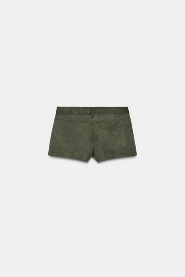 SHORT MINI EFFET DAIM - Vert mousse de Zara - Image 6