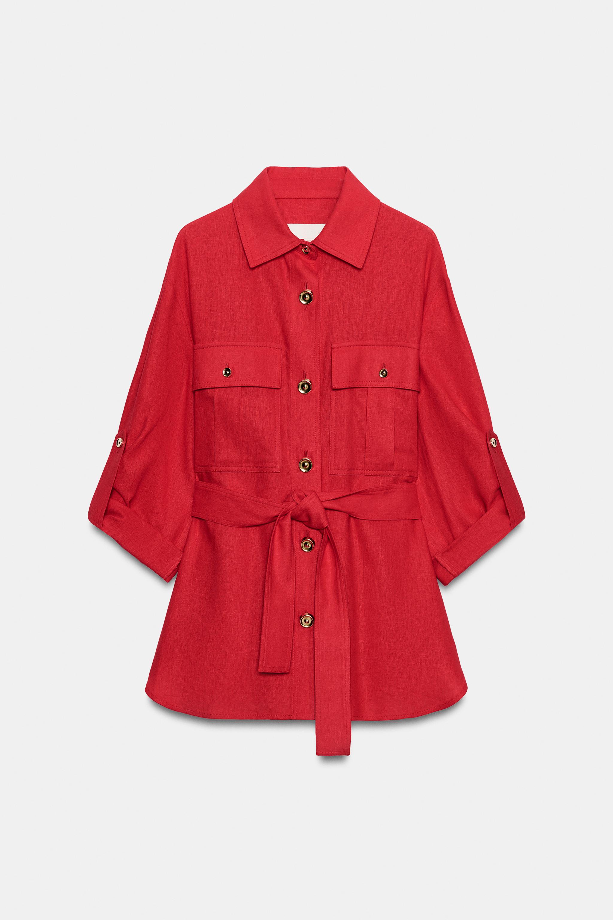 VESTE SAHARIENNE EN LIN AVEC CEINTURE