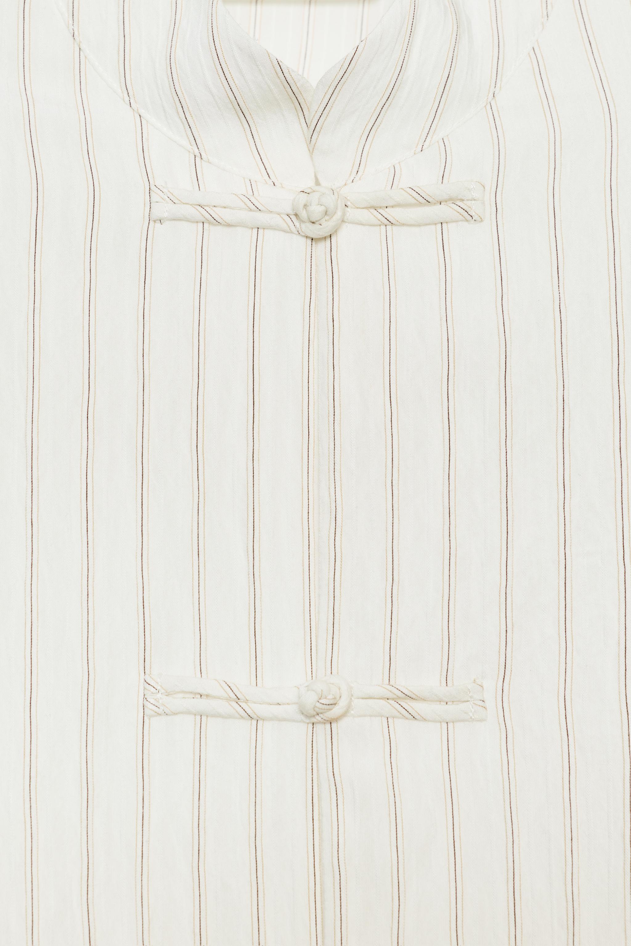 ZW COLLECTION STRIPED FROG CLASP SHIRT - Ecru | ZARA United States