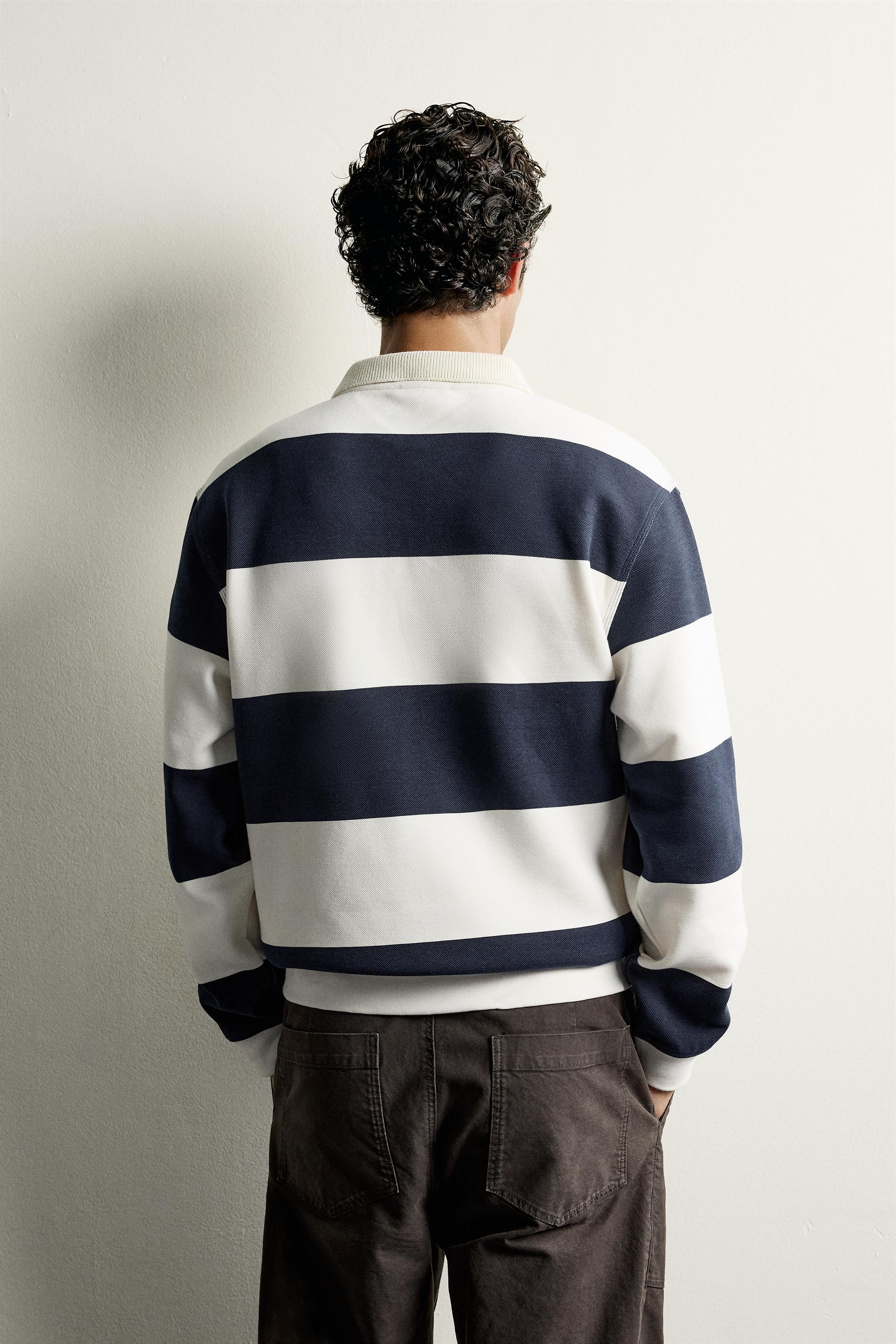 POLO EN PIQUÉ À RAYURES RELAXED FIT
