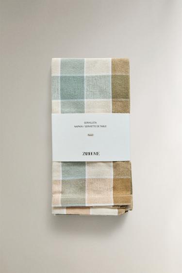 PACK OF DYED THREAD CHECK NAPKINS (PACK OF 2) - Bluish by Zara - Image 4