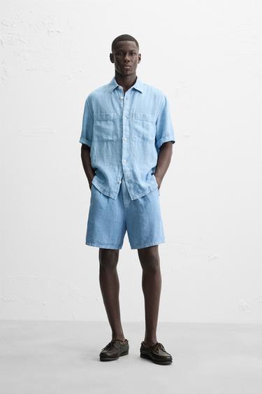 100% LINEN WASHED SHIRT - Bluish by Zara - Image 0