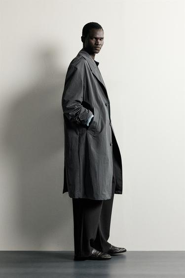 RELAXED-FIT TECHNICAL TRENCH COAT — Gray 2