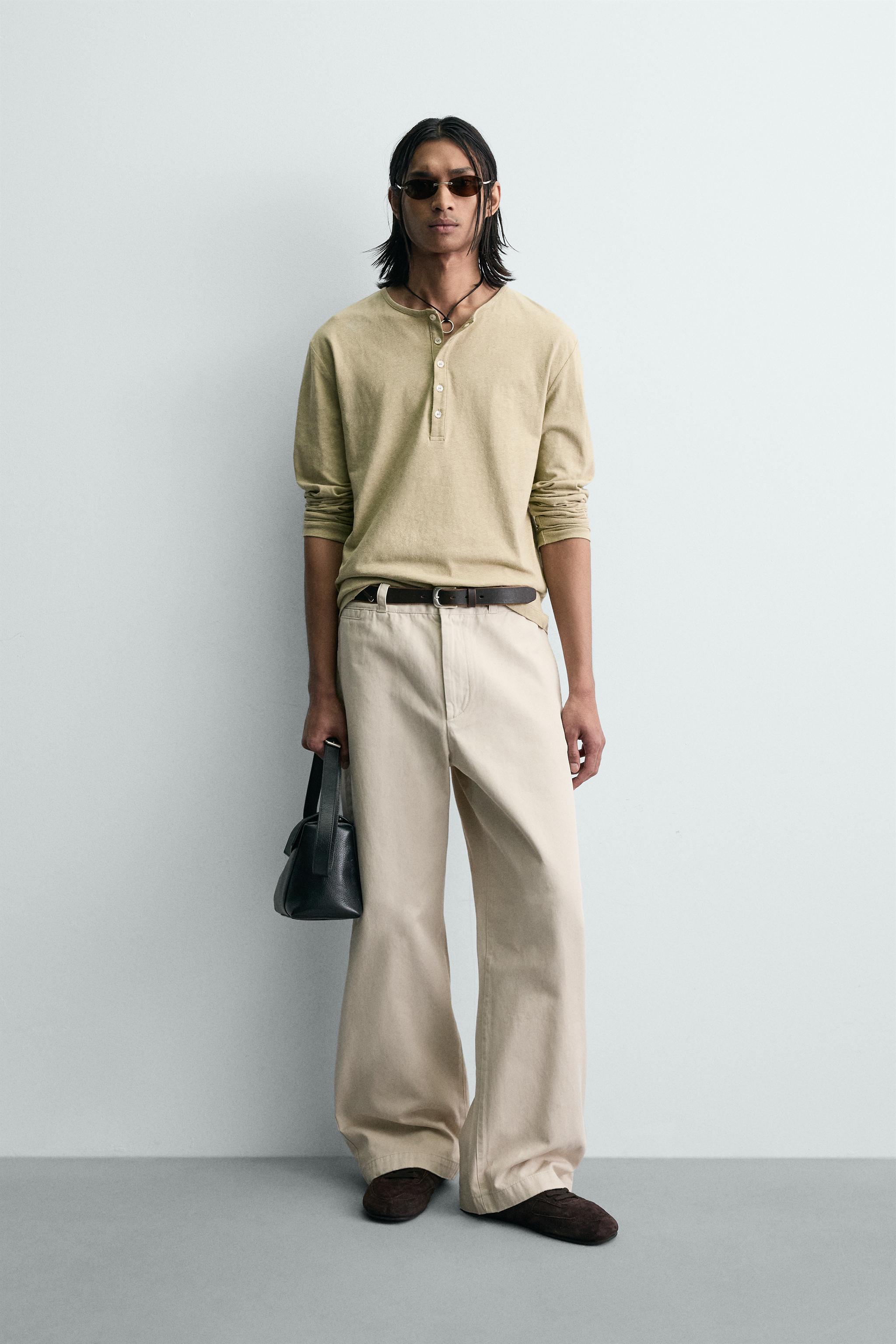 WIDE FIT CHINO PANTS - Oyster-white | ZARA United States