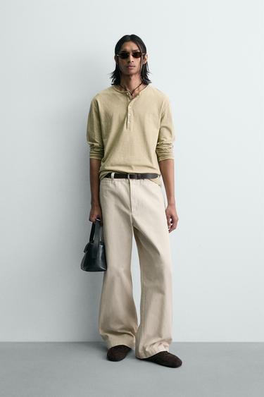 PANTALÓN CHINO WIDE FIT - Blanco roto de Zara