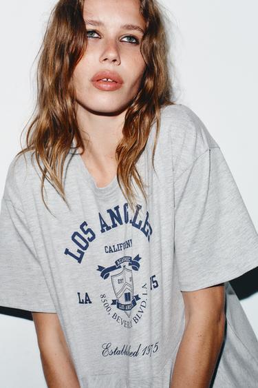 HAUT VARSITY À VOLANT - Gris chiné de Zara - Image 2