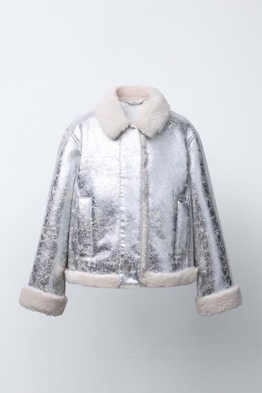 BLUSÃO DUPLA FACE METALIZADO - Prata da Zara