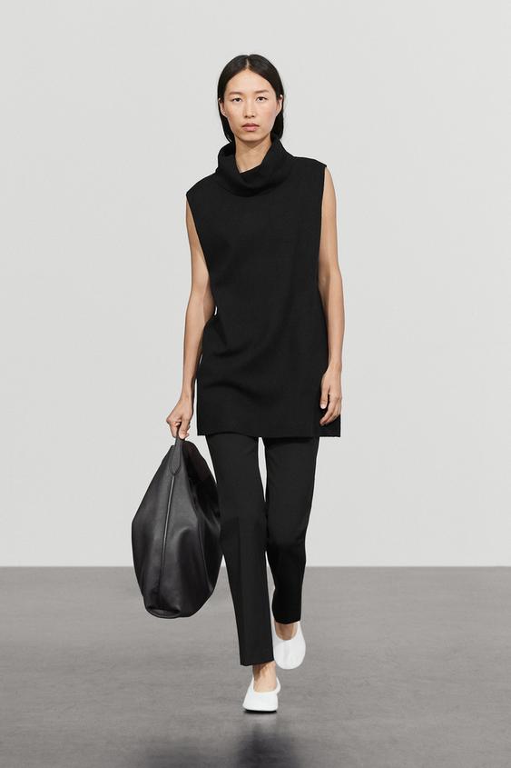 Zara Wool-blend knit short dress - Black - Image 0