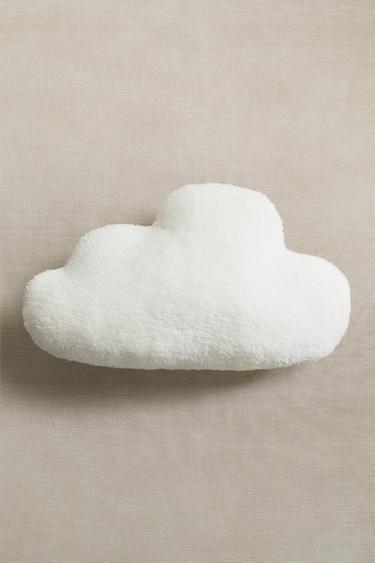 CHILDREN'S MUSLIN FAUX FUR CLOUD CUSHION - Ecru by Zara - Image 5