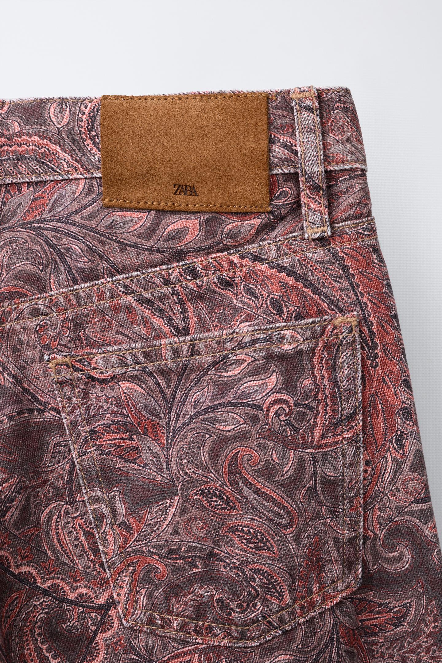 Детские джинсы Zara Paisley Print Wide-Leg, цвет: С принтом — фото 4