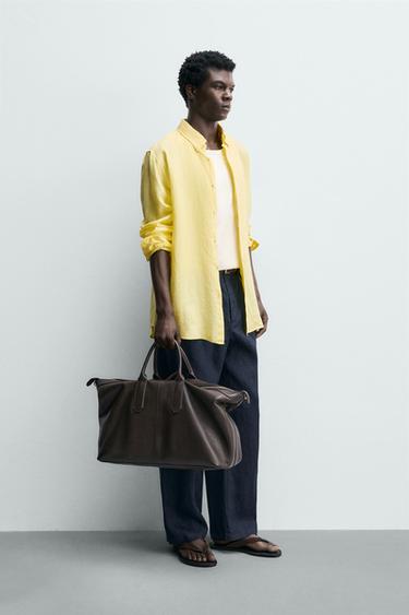 CHEMISE REGULAR FIT 100% LIN - Jaune de Zara - Image 3