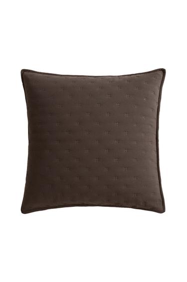Zara PLAIN THROW PILLOW COVER WITH DOTS - Dark brown
