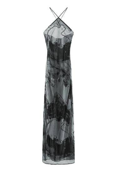BEADED TIE-DYE HALTER DRESS