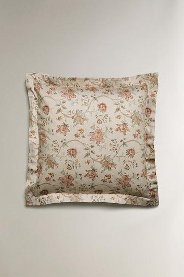 FLORAL SATEEN PILLOWCASE (300 THREAD COUNT) - Ecru by Zara - Image 2