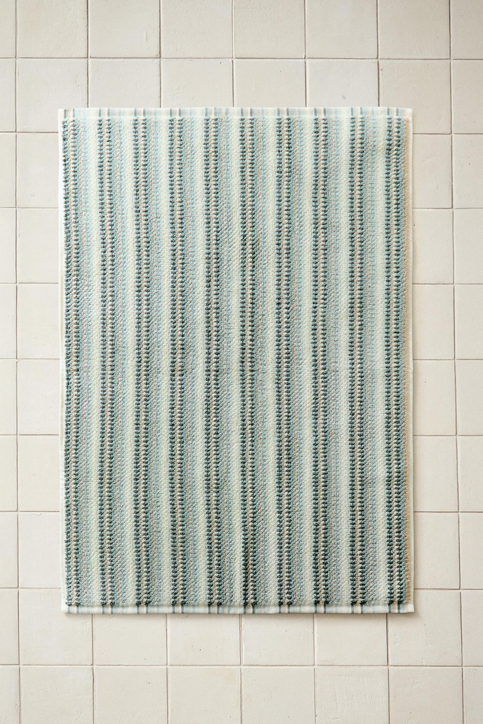 STRIPED COTTON BATH MAT — Multicolored