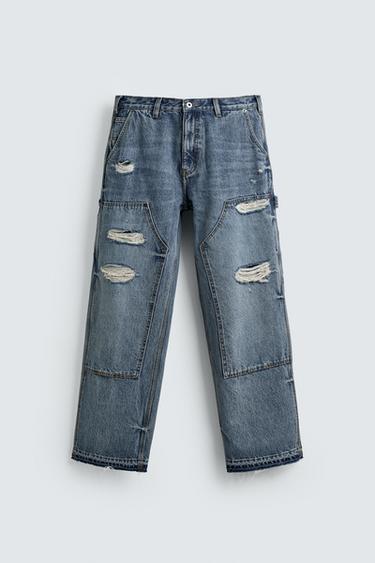 Zara RELAXED FIT CARPENTER POCKET JEANS - Blue