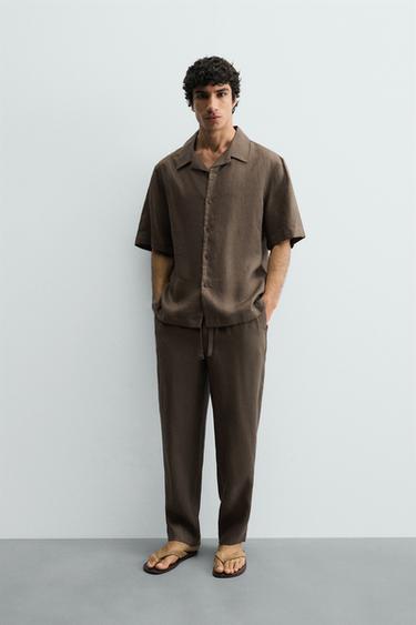 PANTALÓN RELAXED FIT 100% LINO - Marrón / Topo de Zara