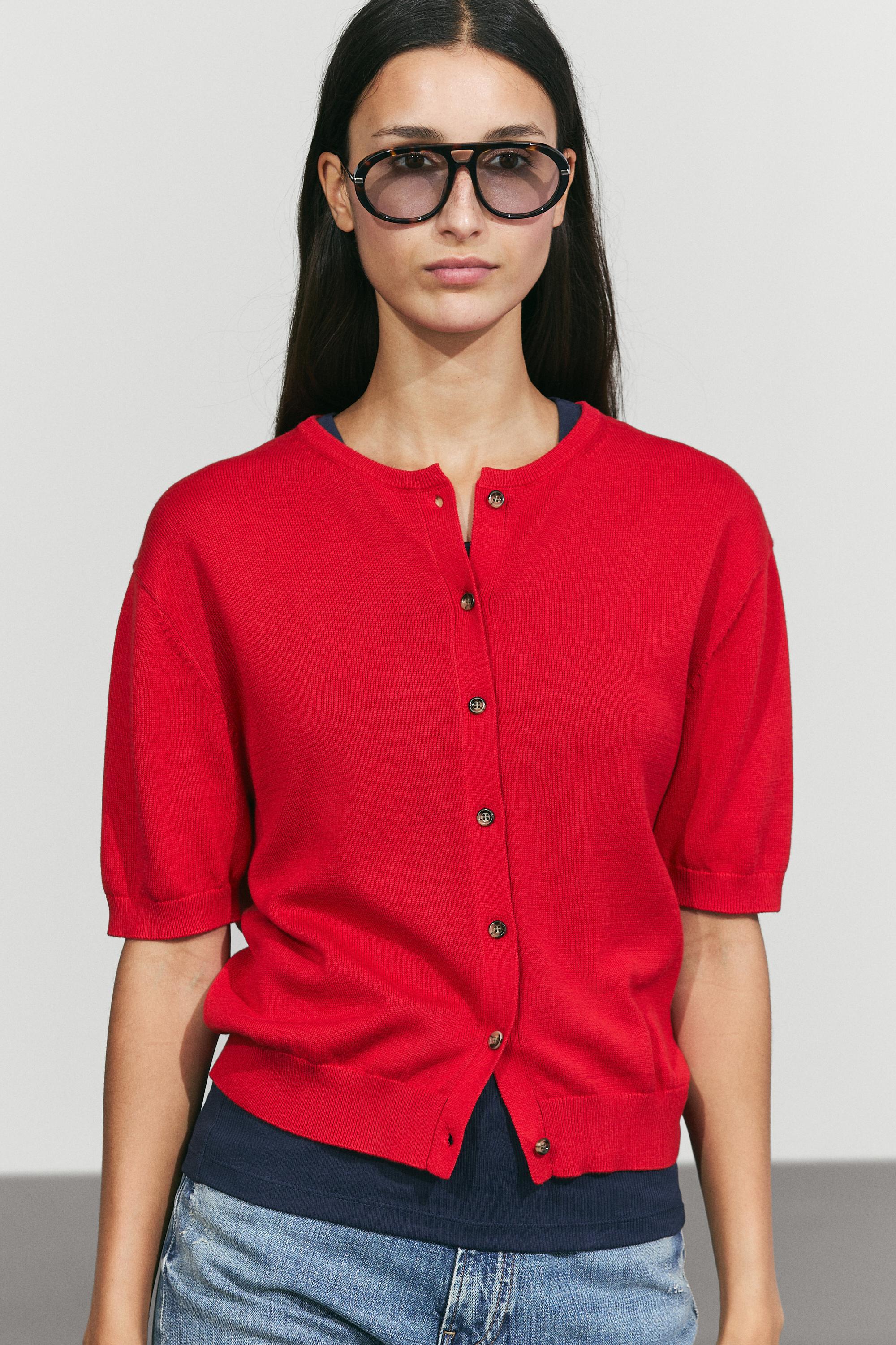 Cardigan 100 % coton manches courtes