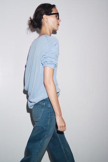 PULL OVERSIZE EN MAILLE UNIE - Bleu clair de Zara - Image 4