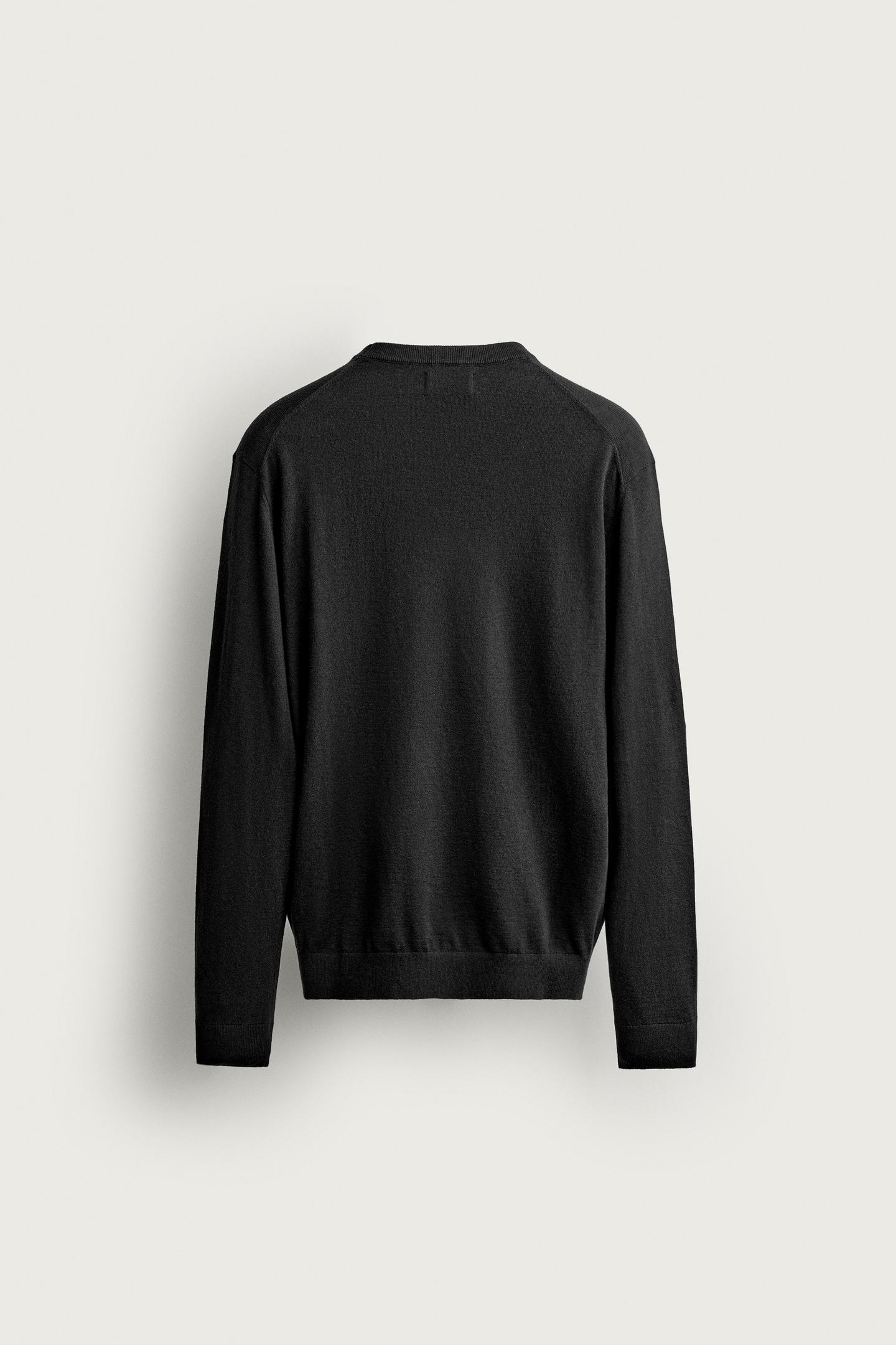 Мужской свитер Zara Cotton-Cashmere Regular Fit, цвет: Чёрный — фото 8