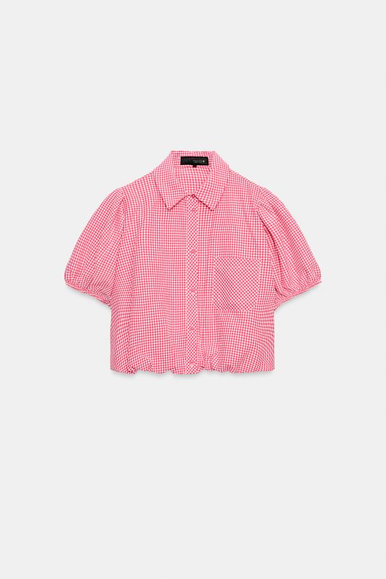 CAMISA CUADRO VICHY - Rosa / Blanco de Zara - Imagen 0