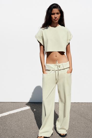 CAMISETA CROPPED COMBINADA - Verde de Zara