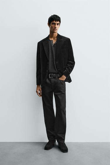REGULAR FIT VELVET BLAZER - Black by Zara