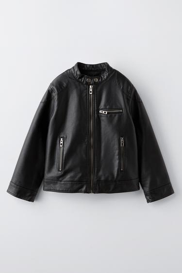 CAZADORA BIKER EFECTO PIEL - Negro de Zara - Imagen 0