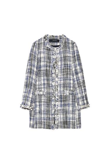 FRAYED CHECKED FROCK COAT