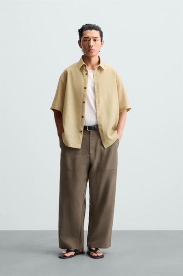 SHIRT WITH CONTRAST PRINT - Beige by Zara - Image 0