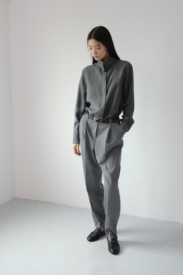 TROUSERS WITH BELT - Grey by Zara