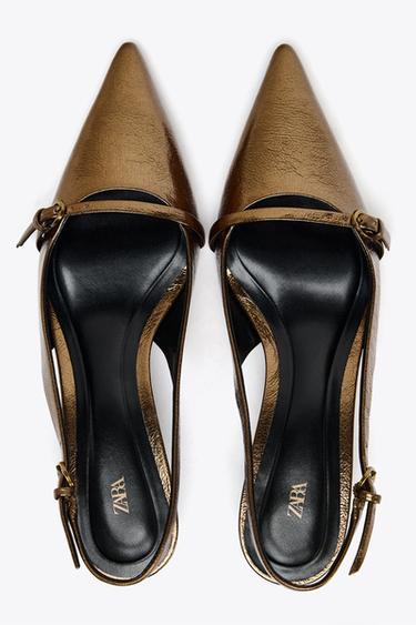 DESTALONADO TACÓN KITTEN EFECTO METALIZADO - Oro de Zara