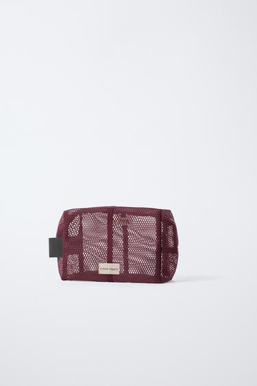 MESH TOILETRY BAG - Burgundy Red by Zara