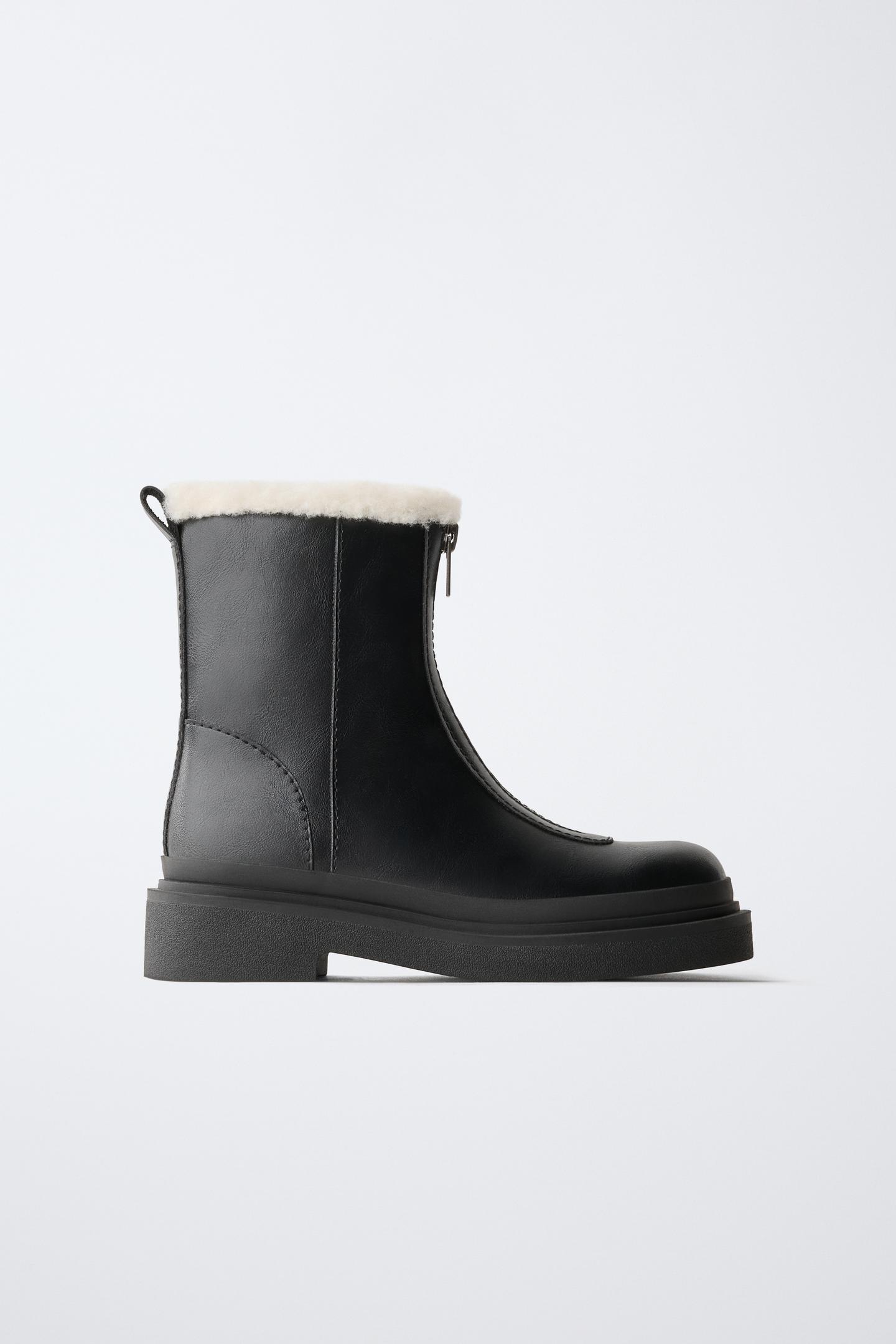 Детские ботинки Zara Lined Zip-Up Ankle, цвет: Чёрный