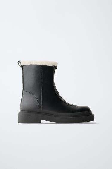 LINED ZIP-UP ANKLE BOOTS — Black 1