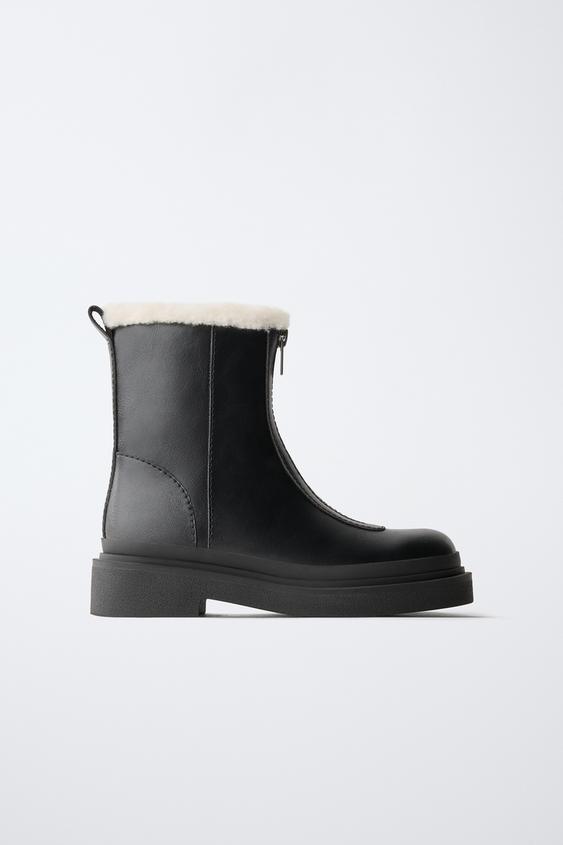 BOTTINES ZIPPÉES DOUBLÉES - Noir de Zara - Image 0