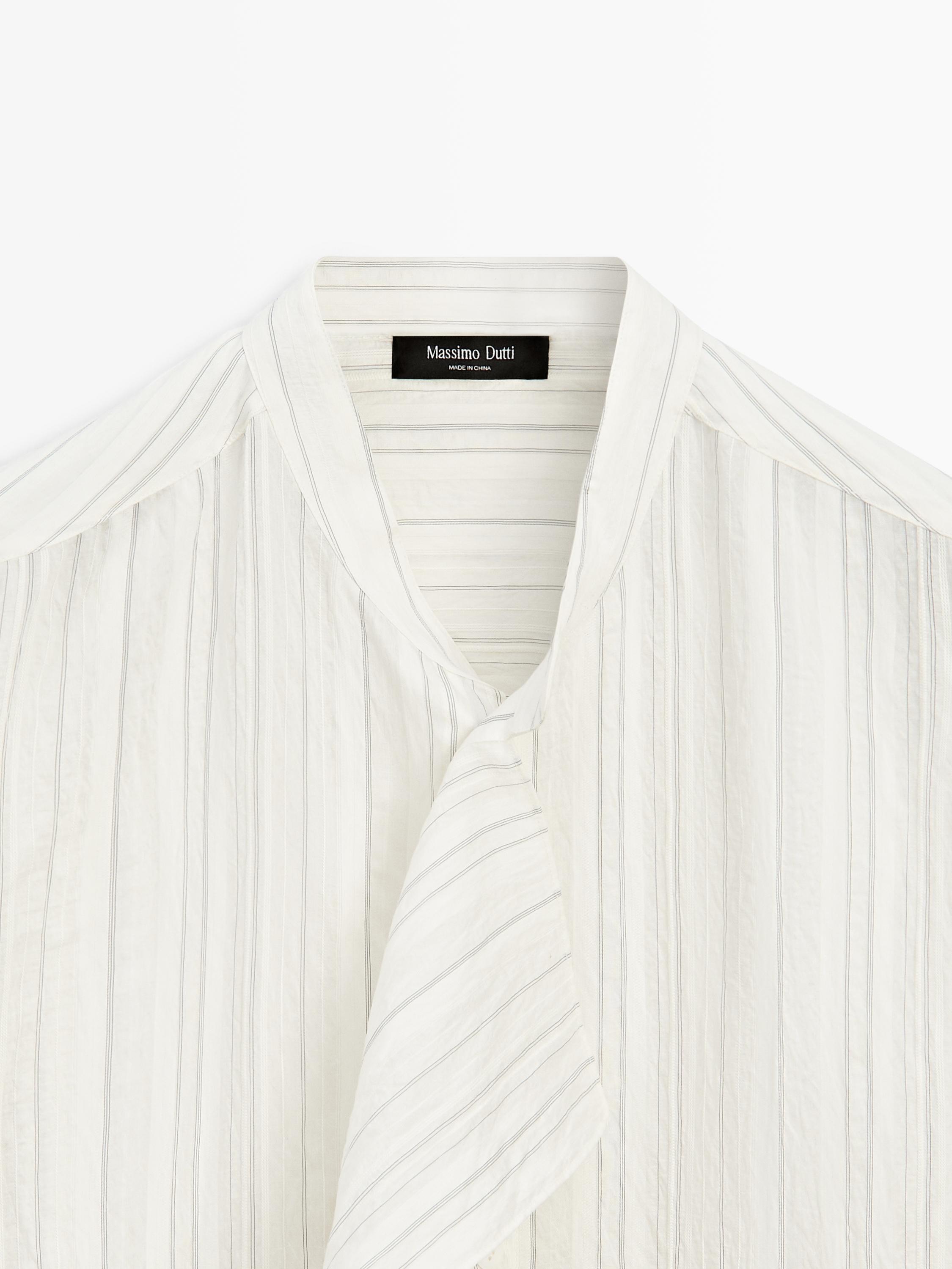 Striped flowing wrap shirt