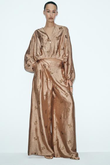 BEADED EMBROIDERY BOMBER JACKET - Copper by Zara