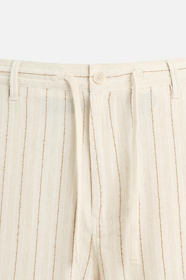 STRIPED JACQUARD TROUSERS - Ecru by Zara - Image 8