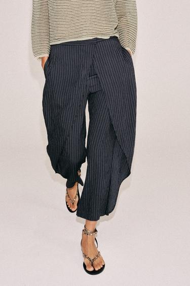 ZW COLLECTION STRIPED PAREO TROUSERS - Navy blue by Zara - Image 4