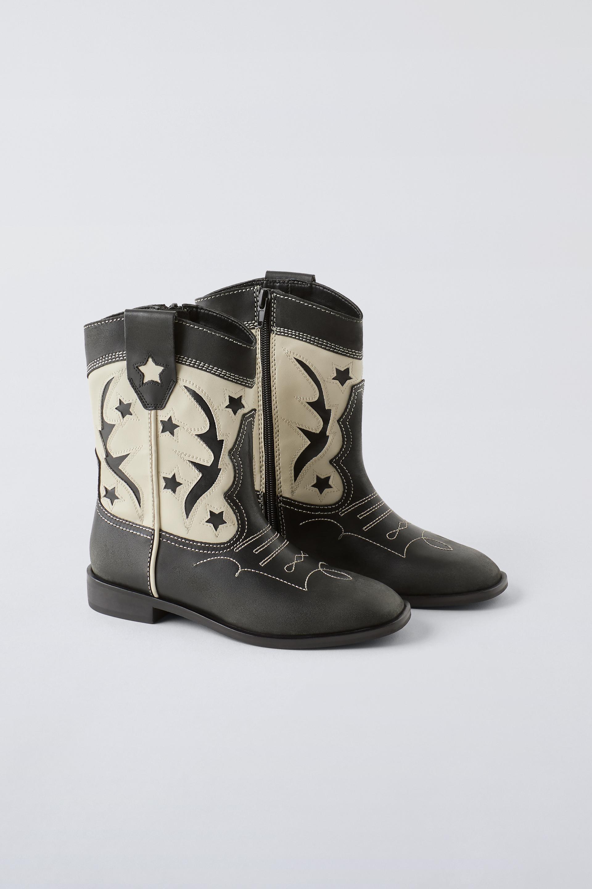 LEATHER COWBOY BOOTS - Black | ZARA United States
