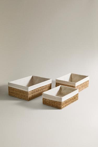 CORBEILLE RECTANGULAIRE DOUBLURE COTON - Beige clair de Zara - Image 1