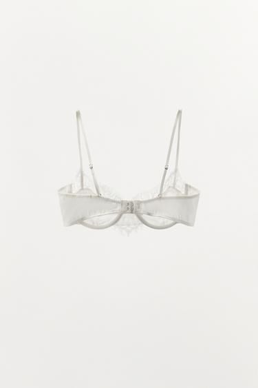 BRALETTE À ARMATURES EN SOIE ET DENTELLE - Écru clair de Zara - Image 10